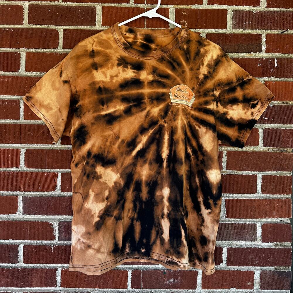 Gruhn Guitars Nashville Bleach Tie Dye Graphic Tee Shirt Large